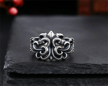 Genuine S925 Sterling Silver Rings for Women Men New Fashion Relief Hollow Eternal Rattan Cross Punk Jewelry Wholesale Hominus Denim