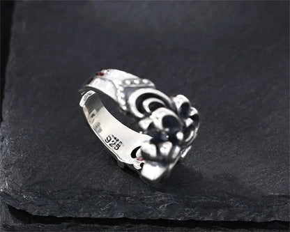 Genuine S925 Sterling Silver Rings for Women Men New Fashion Relief Hollow Eternal Rattan Cross Punk Jewelry Wholesale Hominus Denim