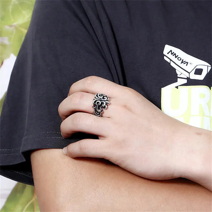 Genuine S925 Sterling Silver Rings for Women Men New Fashion Relief Hollow Eternal Rattan Cross Punk Jewelry Wholesale Hominus Denim