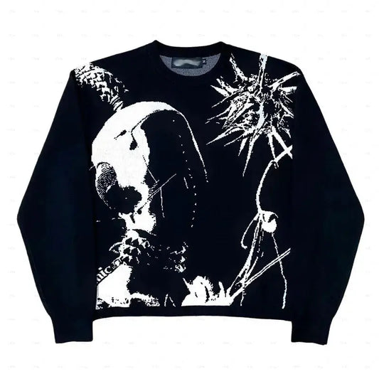 Gothic Horror Design Print Sweater