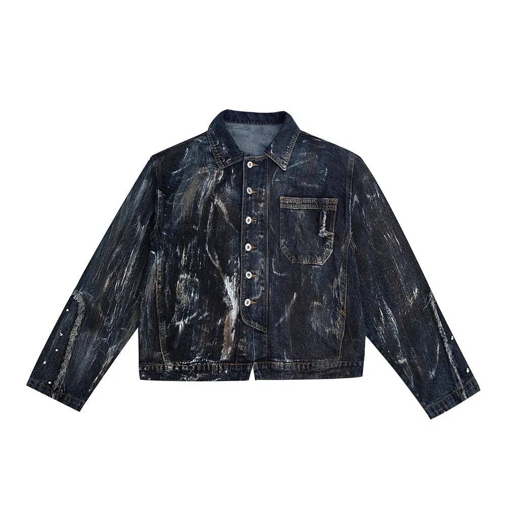 Gothic Painted Metal Patches Denim Jacket Hominus Denim