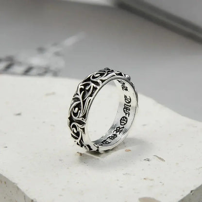 Gothic Personality Cross Sterling Silver Rings Men and Women Lovers Trendsetter Retro Thai Silver Eternal Rattan Ring Jewelry Hominus Denim