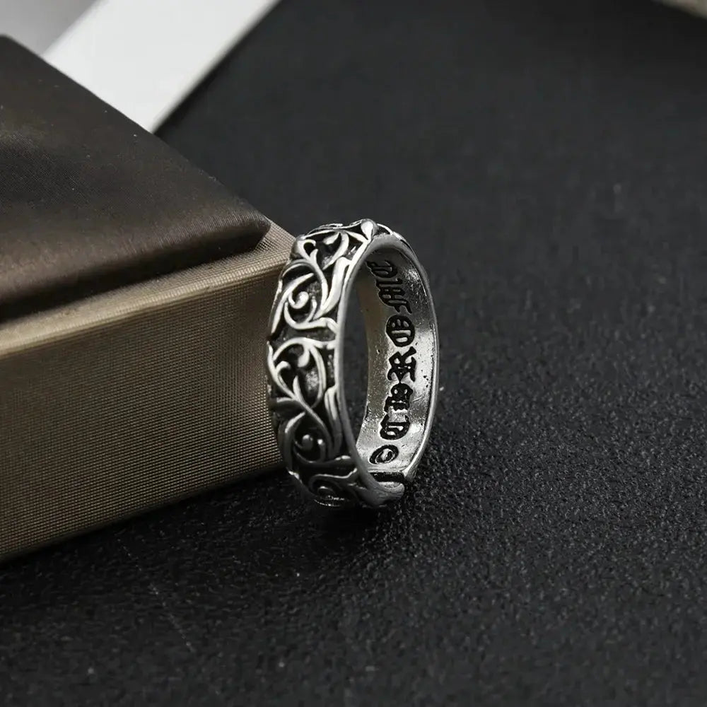 Gothic Personality Cross Sterling Silver Rings Men and Women Lovers Trendsetter Retro Thai Silver Eternal Rattan Ring Jewelry Hominus Denim
