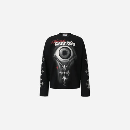 Gothic Punk Eyes Graphic T-shirts Men Streetwear Harajuku Hip Hop Oversized T Shirts Loose Casual Long Sleeve Tshirt Tee Tops Hominus Denim