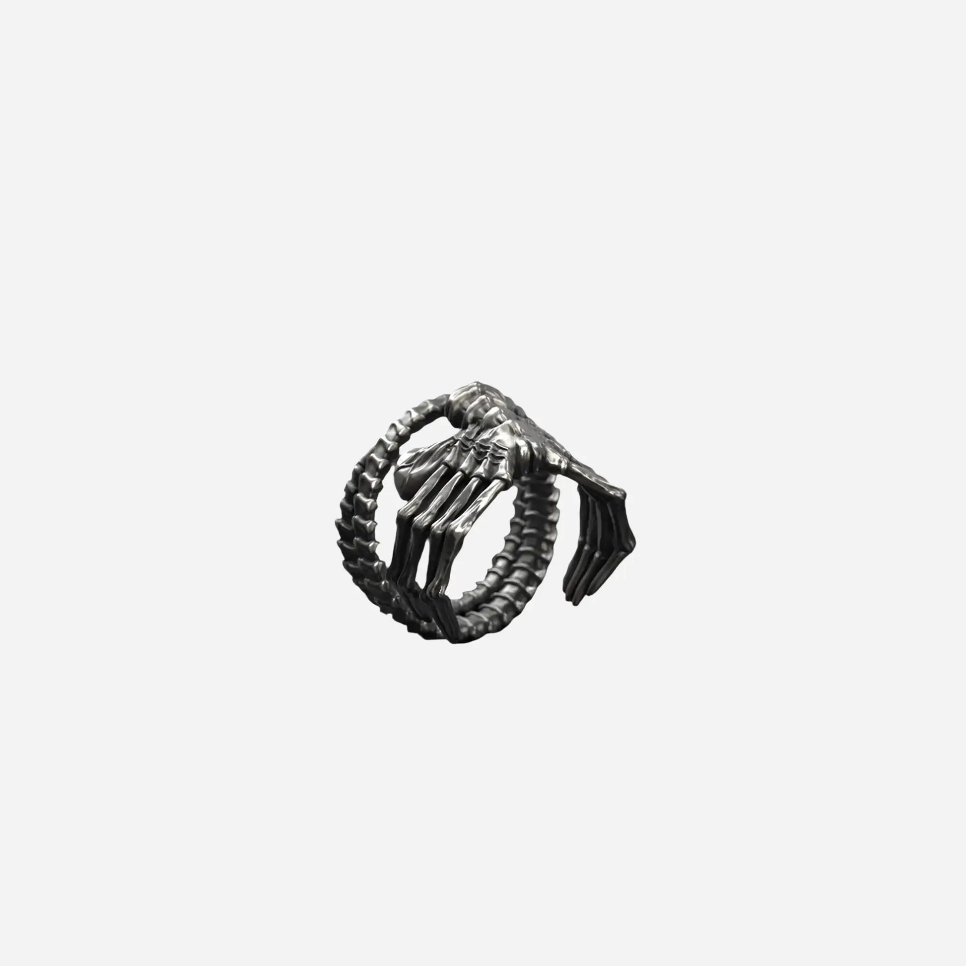 Gothic Vintage Alien Skeleton Stainless  Ring Hominus Denim