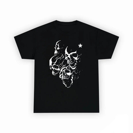 Graphic Print Design Skulls T-Shirt | Y2K Shirts