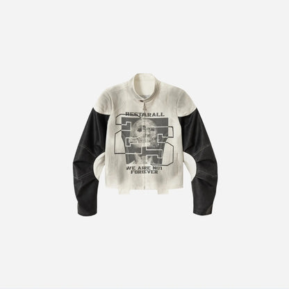 Grunge Printed Washed Leather Jacket Hominus Denim