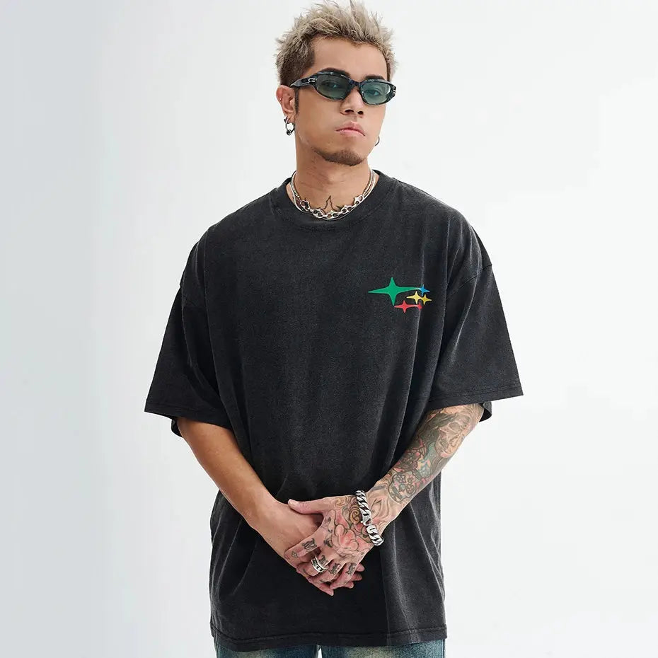 Harajuku Oversized T Shirts Graphic Printed Washed Vintage Black Tee Tops Men Summer Streetwear Hip Hop Y2K T Shirt Hominus Denim