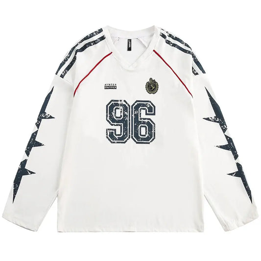 Harajuku Streetwear Loose Sweatshirts 96 Star Oversized Hoodie Black White Y2K Vintage Hip Hop Hoodies Pullovers Unisex Hominus Denim