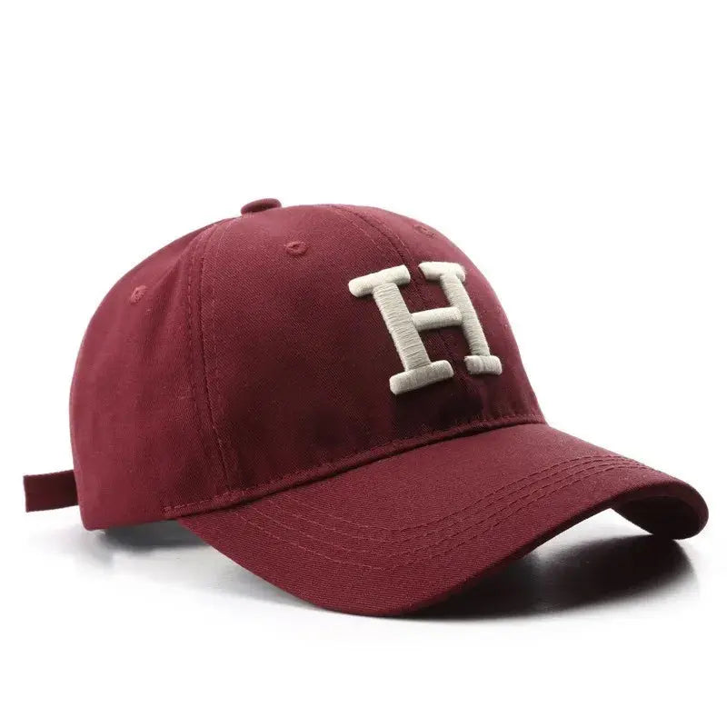 Hat female summer lovers Korean version of fashion embroidery letter H curved brim baseball cap casual sun shield cap Hominus Denim