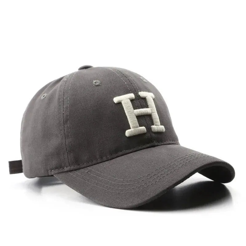 Hat female summer lovers Korean version of fashion embroidery letter H curved brim baseball cap casual sun shield cap Hominus Denim