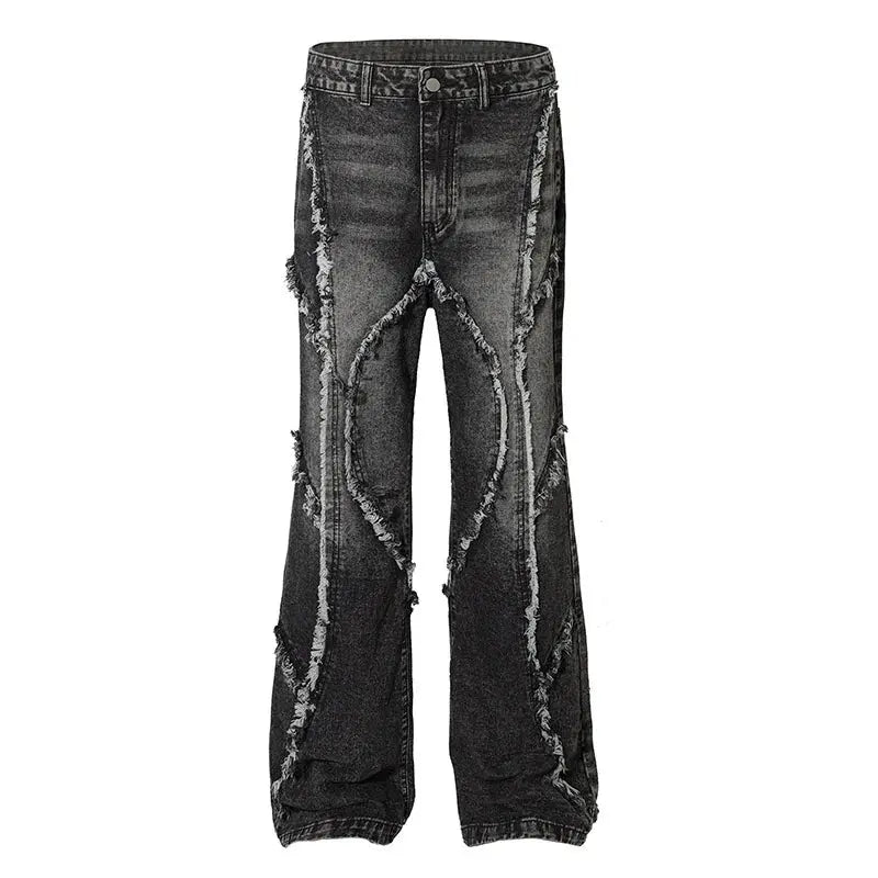 Hi Street Black Distressed Jeans Pants Washed Straight Casual Denim Trousers For Male Hip Hop Hominus Denim