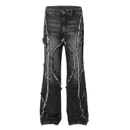 Hi Street Black Distressed Jeans Pants Washed Straight Casual Denim Trousers For Male Hip Hop Hominus Denim