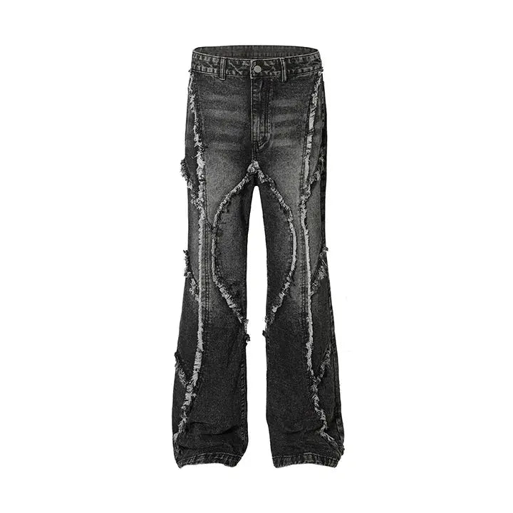 Hi Street Black Distressed Jeans Pants Washed Straight Casual Denim Trousers For Male Hip Hop Hominus Denim