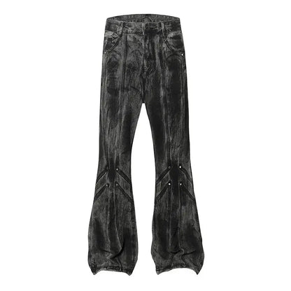 Hi Street Washed Black Jeans Pants Hip Hop Streetwear Patchwork Denim Trousers For Male Hominus Denim