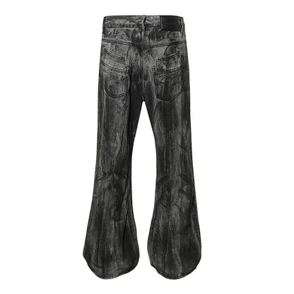 Hi Street Washed Black Jeans Pants Hip Hop Streetwear Patchwork Denim Trousers For Male Hominus Denim