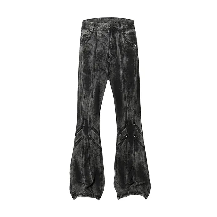 Hi Street Washed Black Jeans Pants Hip Hop Streetwear Patchwork Denim Trousers For Male Hominus Denim