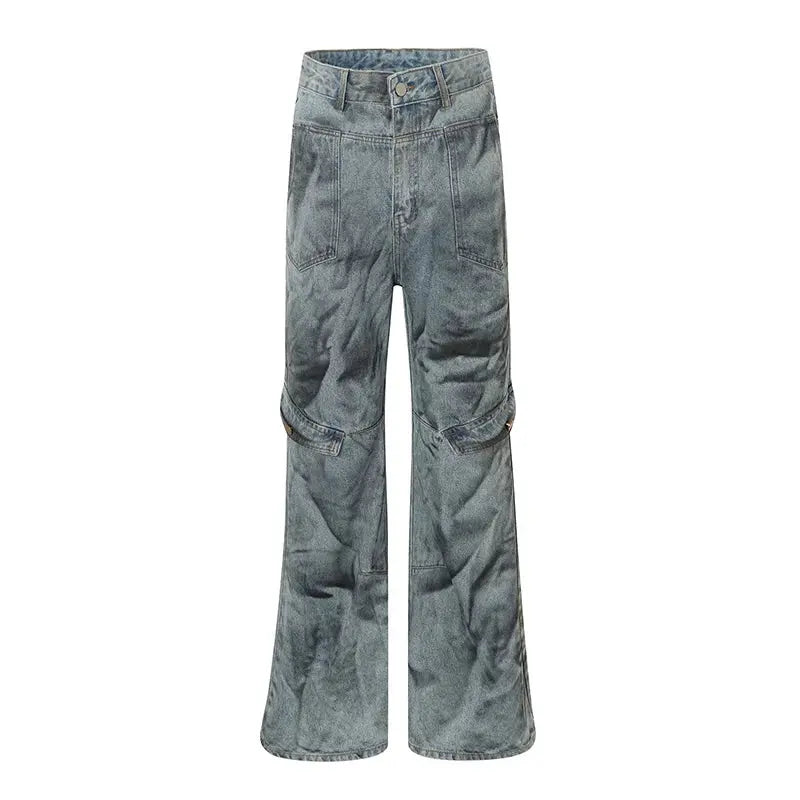 Hi Street printed Blue Jeans Pants Washed Harakuju Fashion Denim Trousers For Male Spring Autumn Hominus Denim