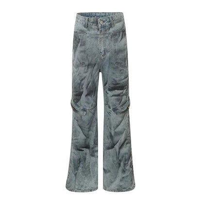 Hi Street printed Blue Jeans Pants Washed Harakuju Fashion Denim Trousers For Male Spring Autumn Hominus Denim