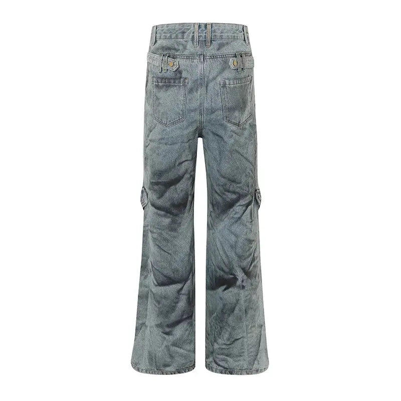 Hi Street printed Blue Jeans Pants Washed Harakuju Fashion Denim Trousers For Male Spring Autumn Hominus Denim