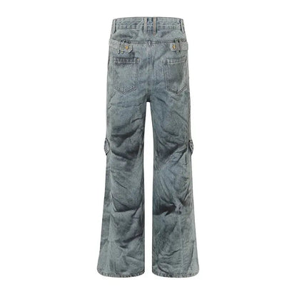 Hi Street printed Blue Jeans Pants Washed Harakuju Fashion Denim Trousers For Male Spring Autumn Hominus Denim