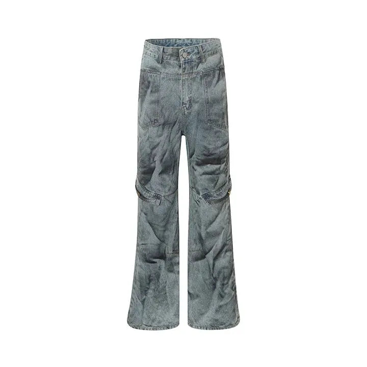 Hi Street printed Blue Jeans Pants Washed Harakuju Fashion Denim Trousers For Male Spring Autumn Hominus Denim