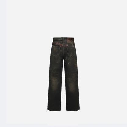 High Quality Hot Selling Wholesale 2025 New Virtual Digital Printed Retro Fashionable Personalized Wide Leg Jeans Pants Women Hominus Denim