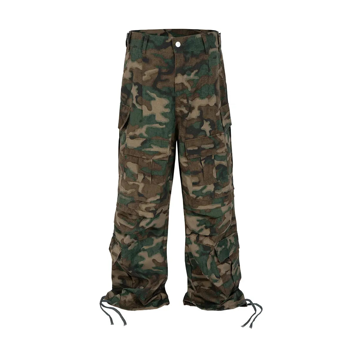 High Street Multi-pockets Patchwork Camouflage Cargo Pants for Men Straight Casual Baggy Overalls Loose Oversized Trousers Hominus Denim