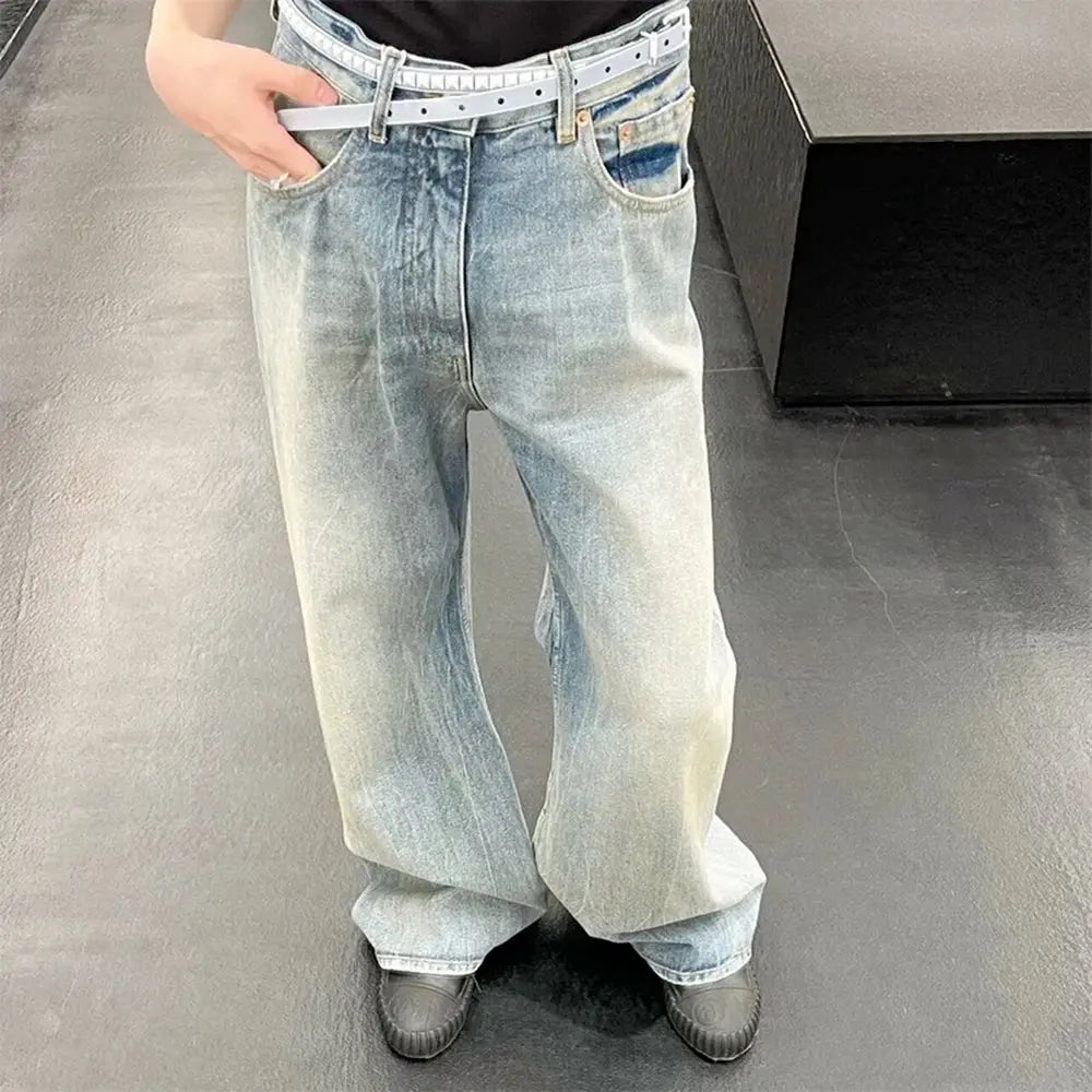 Hip Hop New Branch Pattern Washed Jeans Unisex Straight Baggy Y2K Denim Trousers Vintage Blue Loose Casual Cargo Pants Oversized Hominus Denim