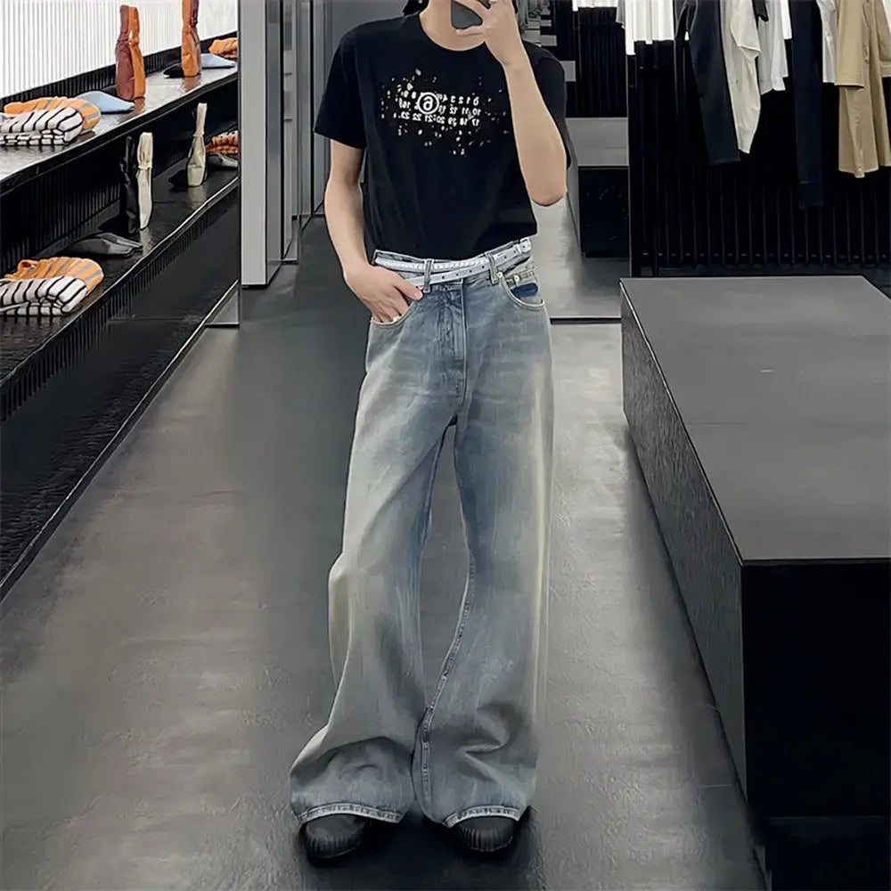Hip Hop New Branch Pattern Washed Jeans Unisex Straight Baggy Y2K Denim Trousers Vintage Blue Loose Casual Cargo Pants Oversized Hominus Denim