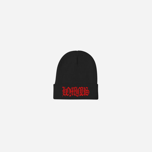 Hominus Denim Embroidered Gothic Logo Beanie Hominus Denim