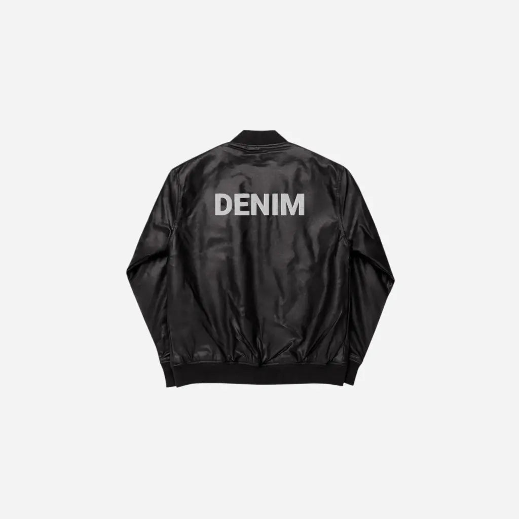 Hominus Denim Embroidered Leather Bomber Jacket Hominus Denim