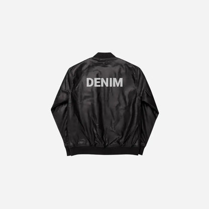 Hominus Denim Embroidered Leather Bomber Jacket Hominus Denim