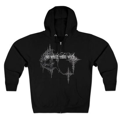 Hominus Denim Gothic Design Zip Hoodie Printify