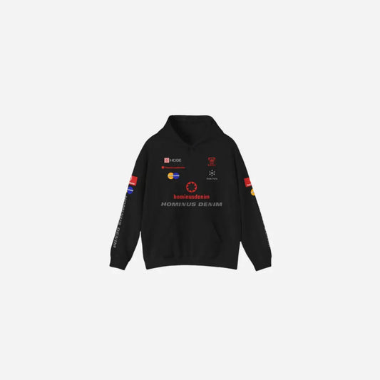 Hominus Denim Top Logo Hoodie Printify