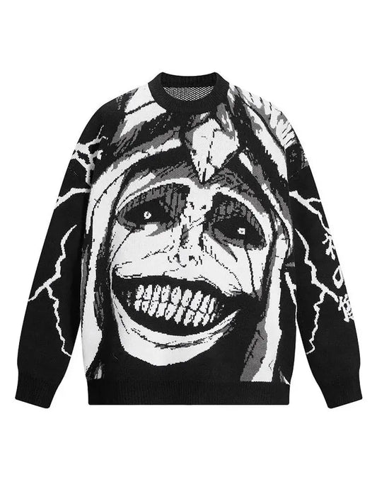 Large Gothic Sweater for Men and Women, Y2K, Harajuku, Dark, Cartoon, Hip-Hop, Graphic, Jumper, Pullover, Streetwear, New Hominus Denim