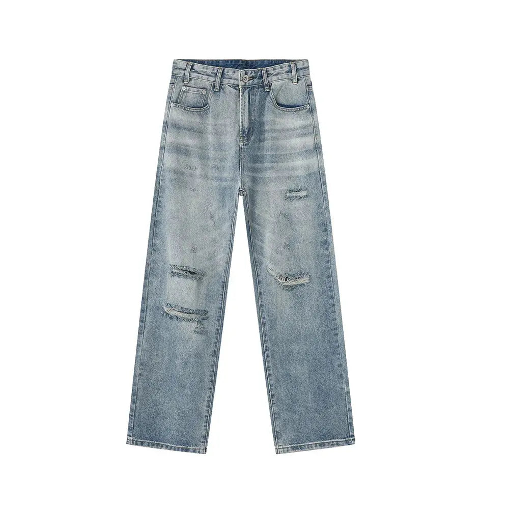 Light Blue Washed Destroyed Casual Jean