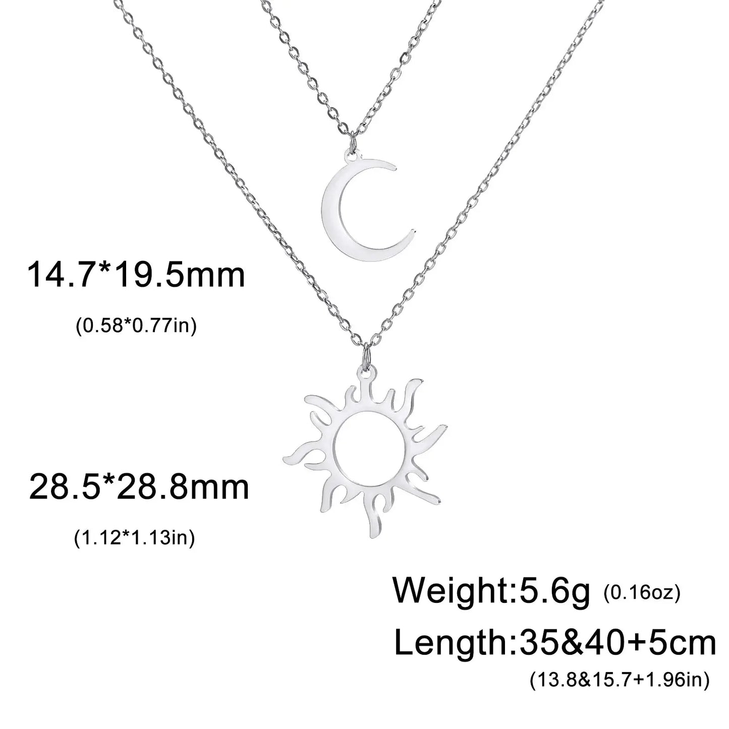 Lucktune Sun Moon Pendant Clavicle Chain Necklace Stainless Steel Bohemian Choker Necklace for Women Fashion New In Jewelry Gift Hominus Denim