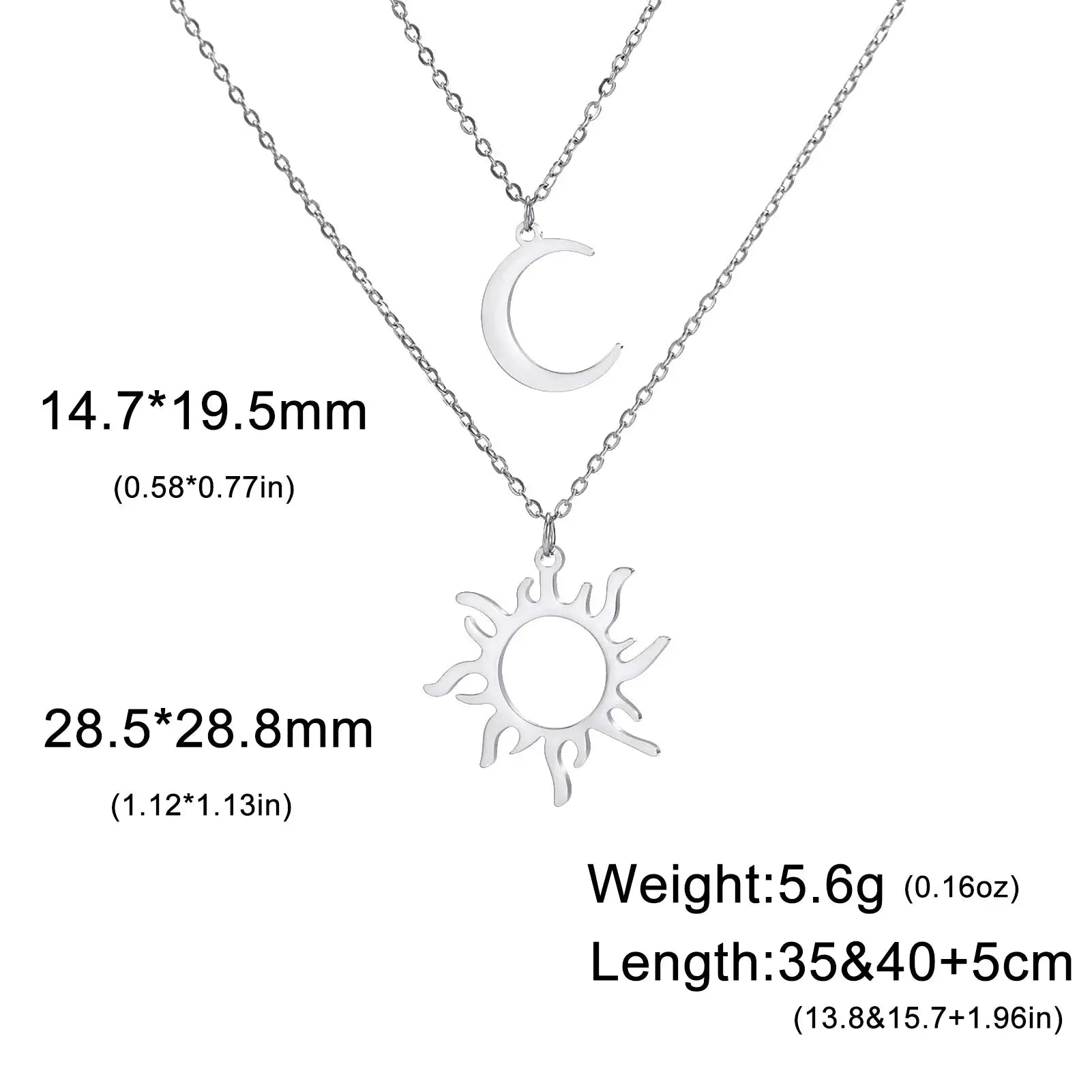 Lucktune Sun Moon Pendant Clavicle Chain Necklace Stainless Steel Bohemian Choker Necklace for Women Fashion New In Jewelry Gift Hominus Denim