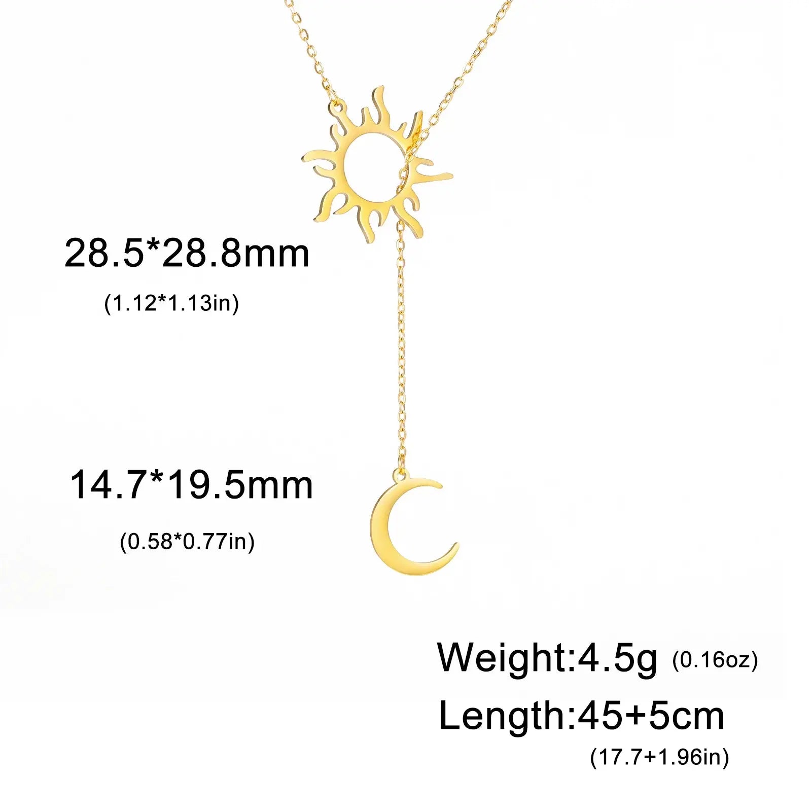 Lucktune Sun Moon Pendant Clavicle Chain Necklace Stainless Steel Bohemian Choker Necklace for Women Fashion New In Jewelry Gift Hominus Denim