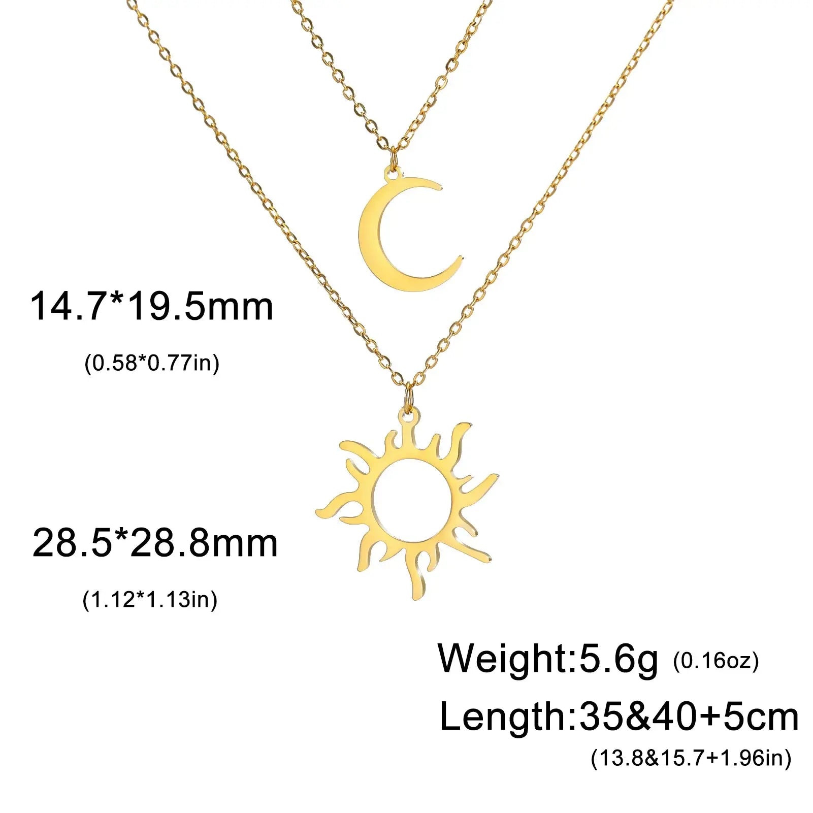 Lucktune Sun Moon Pendant Clavicle Chain Necklace Stainless Steel Bohemian Choker Necklace for Women Fashion New In Jewelry Gift Hominus Denim