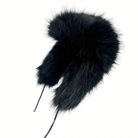 Luxury Faux Fur Pilot Hat with Ear Flaps - Warm, Windproof Winter Cap for Men & Women Hominus Denim