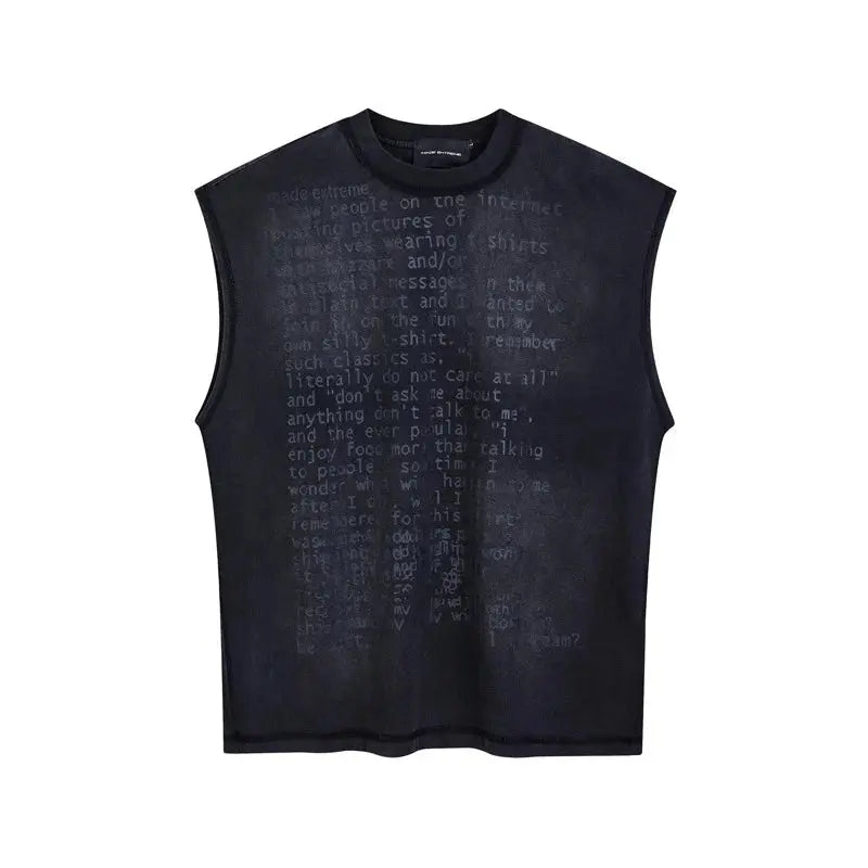 MADE EXTREME Punk Vest American Wash Letter Print Casual Men and Women Tank Tops Hominus Denim