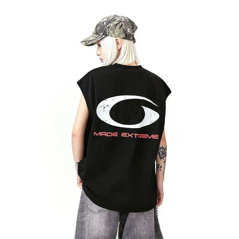 MADE EXTREME Quick-drying Breathable Vest Street Wear Letter Casual Sports Tank Tops Hominus Denim