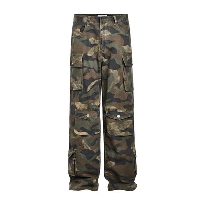 MADE EXTREME Vintage Maple Leaf Multi-Pocket Overalls Street Loose Camouflage Pants Hominus Denim