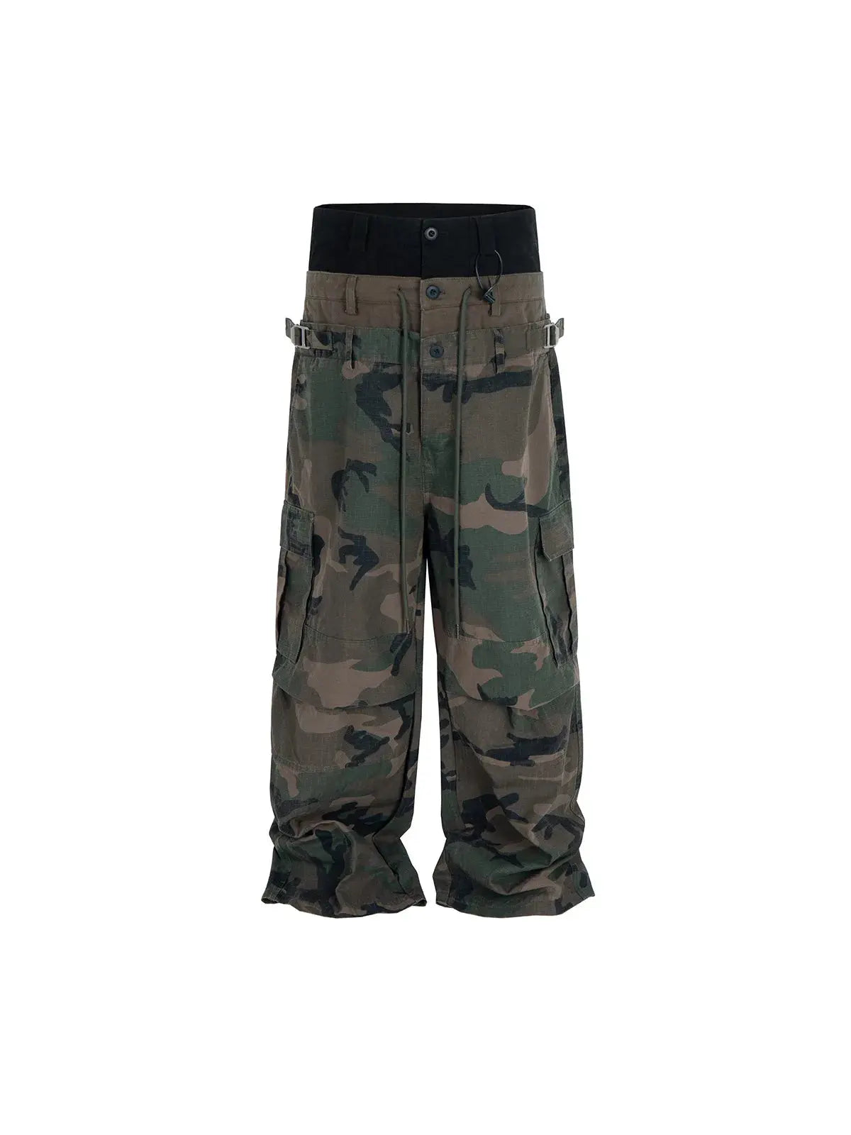 MIJKO Camouflage CUT-UP Multi-pockets Pants for Men Patchwork Cargo Straight Casual Baggy Overalls Oversized Trousers #8506 Hominus Denim