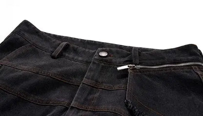 MWJLPWQ Detachable Niche Design Structure Jeans Men's Pin Heavy Camouflage Spliced WIde Leg Pants Fashion New Trousers 010803 Hominus Denim