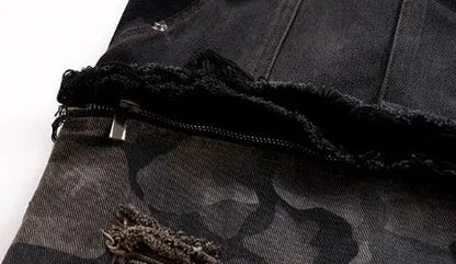 MWJLPWQ Detachable Niche Design Structure Jeans Men's Pin Heavy Camouflage Spliced WIde Leg Pants Fashion New Trousers 010803 Hominus Denim