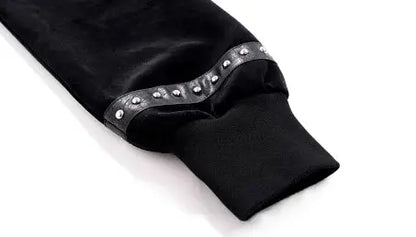 MWJLPWQ Woolen Short Hooded Sweatershirt Men Tide Large Pocket Zipper Rivet Niched Design Black Jacket 2025  Autumn New 010989 Hominus Denim