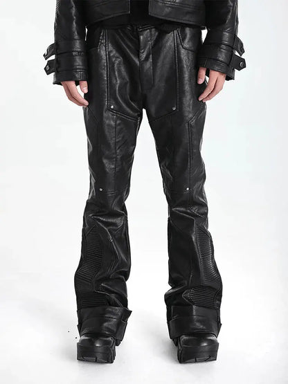 Mauroicardi Spring Autumn Cool Handsome Long Black Pu Leather Pants for Men Luxury Designer Dark Academia Clothes Vintage 2025 Hominus Denim